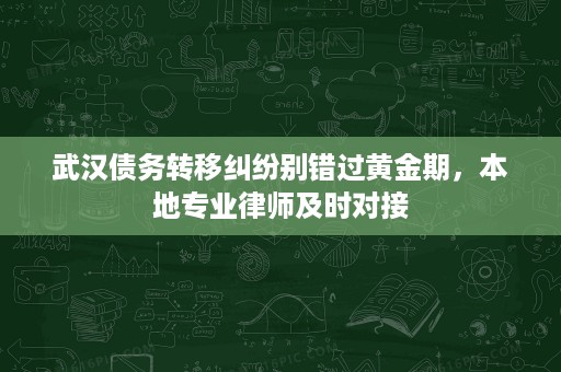 武汉债务转移纠纷别错过黄金期，本地专业律师及时对接