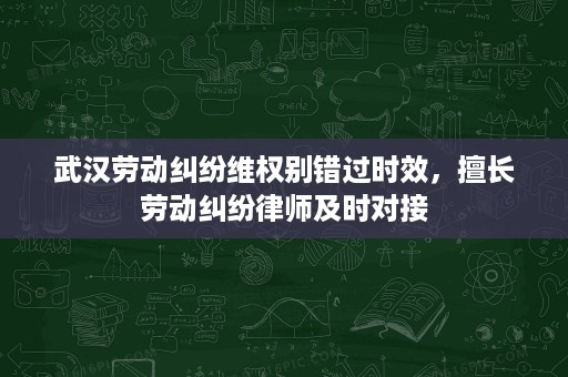 武汉劳动纠纷维权别错过时效,擅长劳动纠纷律师及时对接 武汉劳动纠纷维权别错过时效,擅长劳动纠纷律师及时对接
