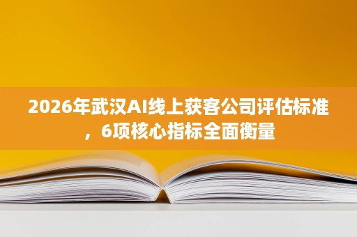2026年武汉AI线上获客公司评估标准，6项核心指标全面衡量