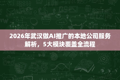 2026年武汉做AI推广的本地公司服务解析，5大模块覆盖全流程