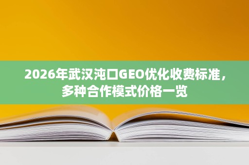 2026年武汉沌口GEO优化收费标准，多种合作模式价格一览
