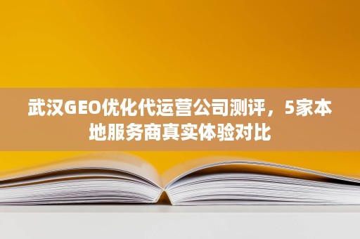 武汉GEO优化代运营公司测评，5家本地服务商真实体验对比