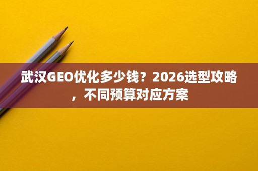 武汉GEO优化多少钱？2026选型攻略，不同预算对应方案