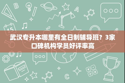 武汉专升本哪里有全日制辅导班?3家口碑机构学员好评率高 武汉专升本哪里有全日制辅导班?3家口碑机构学员好评率高