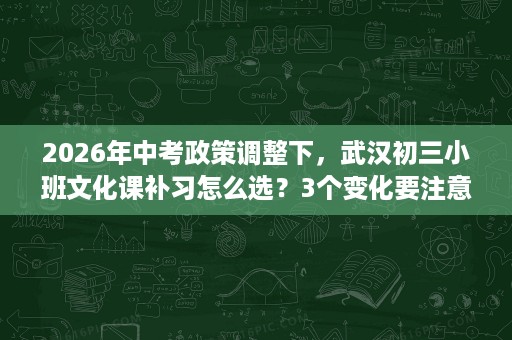2026年中考政策调整下，武汉初三小班文化课补习怎么选？3个变化要注意