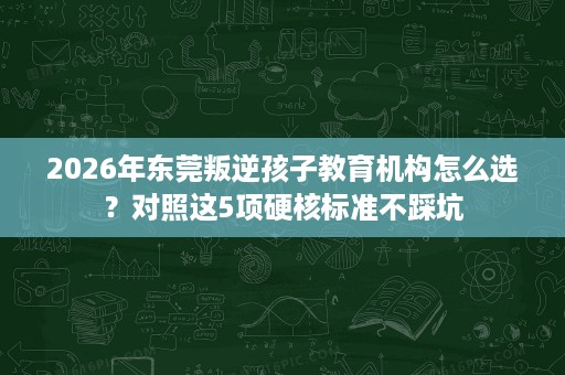 2026年东莞叛逆孩子教育机构怎么选？对照这5项硬核标准不踩坑