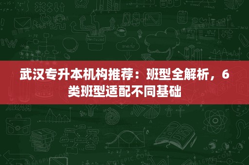 武汉专升本机构推荐:班型全解析,6类班型适配不同基础 武汉专升本机构推荐:班型全解析,6类班型适配不同基础