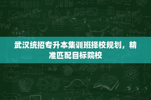 武汉统招专升本集训班择校规划，精准匹配目标院校