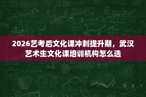 2026艺考后文化课冲刺提升期,武汉艺术生文化课培训机构怎么选 2026艺考后文化课冲刺提升期,武汉艺术生文化课培训机构怎么选