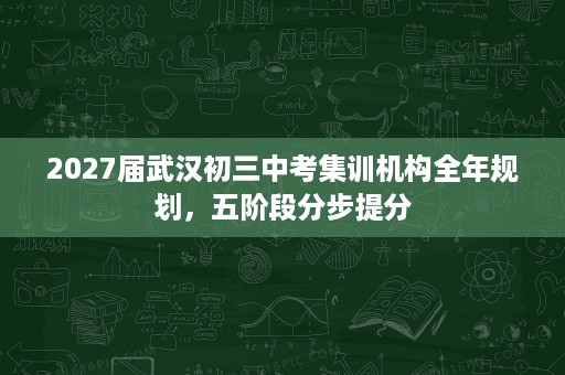 2027届武汉初三中考集训机构全年规划,五阶段分步提分 2027届武汉初三中考集训机构全年规划,五阶段分步提分