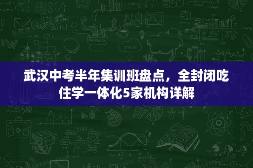 武汉中考半年集训班盘点,全封闭吃住学一体化5家机构详解 武汉中考半年集训班盘点,全封闭吃住学一体化5家机构详解