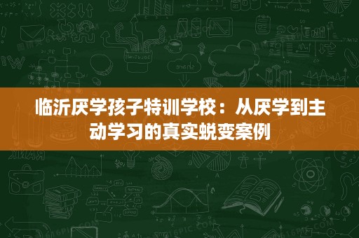 临沂厌学孩子特训学校：从厌学到主动学习的真实蜕变案例