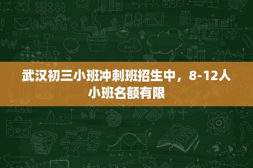 武汉初三小班冲刺班招生中，8-12人小班名额有限
