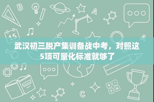 武汉初三脱产集训备战中考,对照这5项可量化标准就够了 武汉初三脱产集训备战中考,对照这5项可量化标准就够了