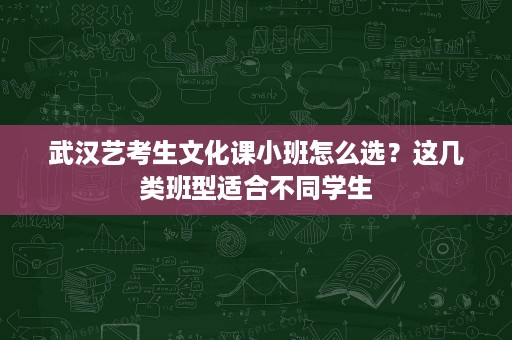 武汉艺考生文化课小班怎么选?这几类班型适合不同学生 武汉艺考生文化课小班怎么选?这几类班型适合不同学生