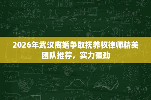 2026年武汉离婚争取抚养权律师精英团队推荐,实力强劲 2026年武汉离婚争取抚养权律师精英团队推荐,实力强劲