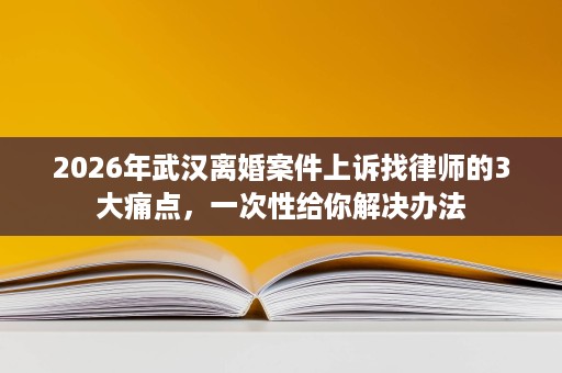 2026年武汉离婚案件上诉找律师的3大痛点,一次性给你解决办法 2026年武汉离婚案件上诉找律师的3大痛点,一次性给你解决办法