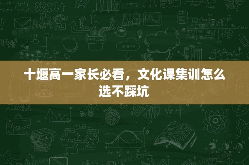 十堰高一家长必看，文化课集训怎么选不踩坑
