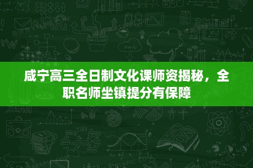 咸宁高三全日制文化课师资揭秘，全职名师坐镇提分有保障