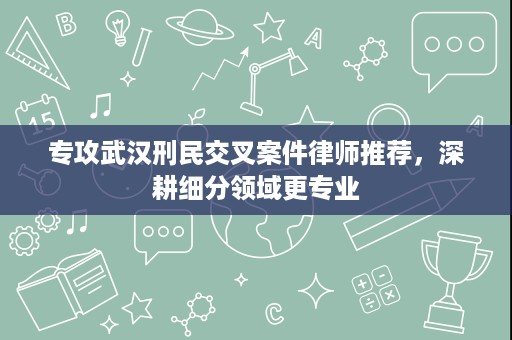 专攻武汉刑民交叉案件律师推荐，深耕细分领域更专业
