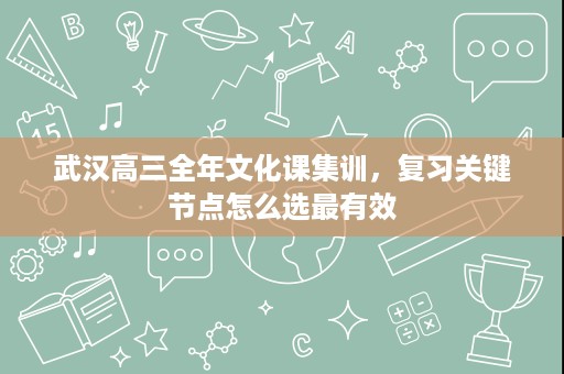 武汉高三全年文化课集训,复习关键节点怎么选最有效 武汉高三全年文化课集训,复习关键节点怎么选最有效