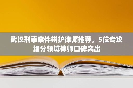 武汉刑事案件辩护律师推荐，5位专攻细分领域律师口碑突出