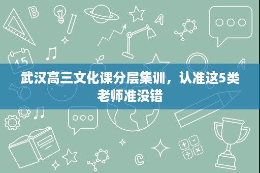 武汉高三文化课分层集训，认准这5类老师准没错