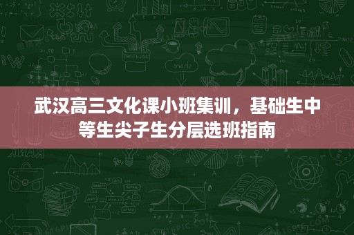 武汉高三文化课小班集训，基础生中等生尖子生分层选班指南