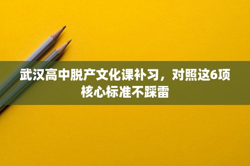 武汉高中脱产文化课补习,对照这6项核心标准不踩雷 武汉高中脱产文化课补习,对照这6项核心标准不踩雷