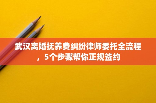 武汉离婚抚养费纠纷律师委托全流程，5个步骤帮你正规签约