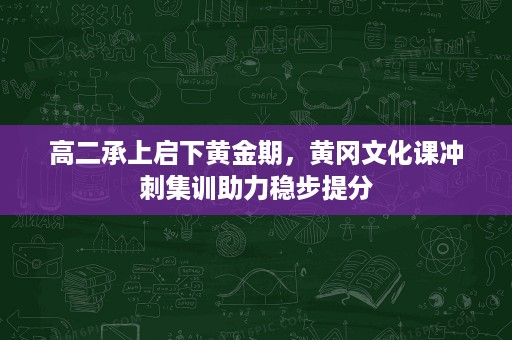 高二承上启下黄金期,黄冈文化课冲刺集训助力稳步提分 高二承上启下黄金期,黄冈文化课冲刺集训助力稳步提分