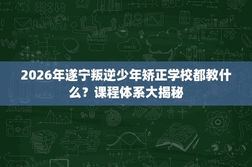 2026年遂宁叛逆少年矫正学校都教什么?课程体系大揭秘 2026年遂宁叛逆少年矫正学校都教什么?课程体系大揭秘