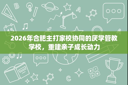 2026年合肥主打家校协同的厌学管教学校，重建亲子成长动力