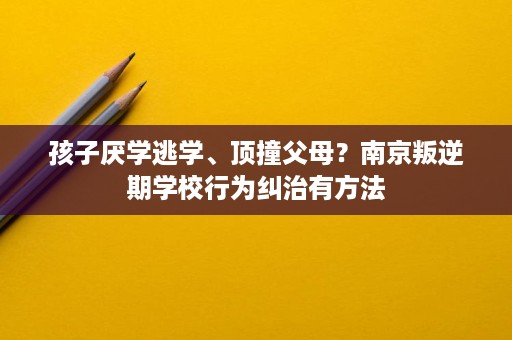 孩子厌学逃学、顶撞父母?南京叛逆期学校行为纠治有方法 孩子厌学逃学、顶撞父母?南京叛逆期学校行为纠治有方法