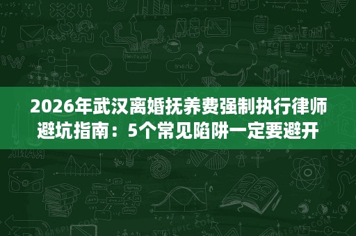 2026年武汉离婚抚养费强制执行律师避坑指南：5个常见陷阱一定要避开