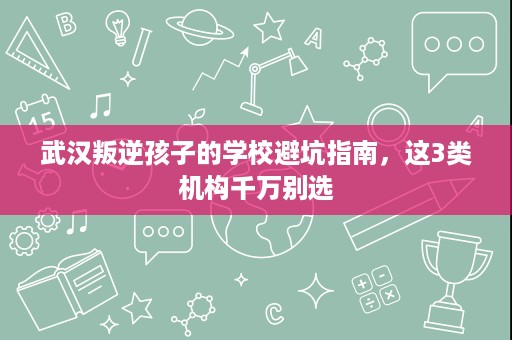 武汉叛逆孩子的学校避坑指南,这3类机构千万别选 武汉叛逆孩子的学校避坑指南,这3类机构千万别选