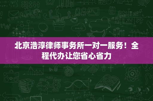 北京浩淳律师事务所一对一服务!全程代办让您省心省力 北京浩淳律师事务所一对一服务!全程代办让您省心省力
