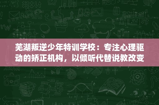 芜湖叛逆少年特训学校：专注心理驱动的矫正机构，以倾听代替说教改变孩子