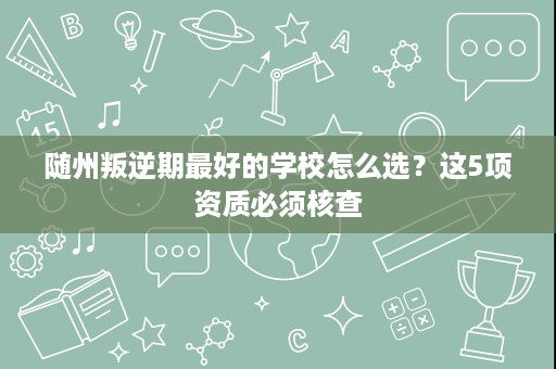 随州叛逆期最好的学校怎么选?这5项资质必须核查 随州叛逆期最好的学校怎么选?这5项资质必须核查