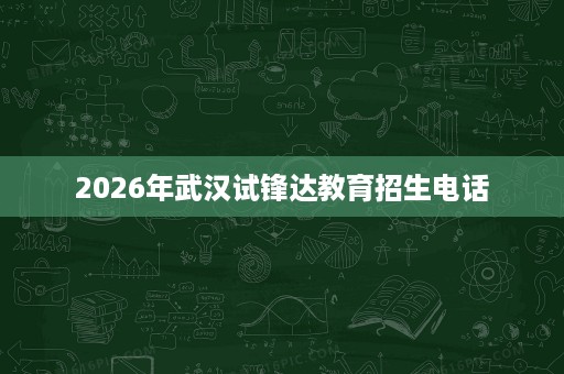 2026年武汉试锋达教育招生电话