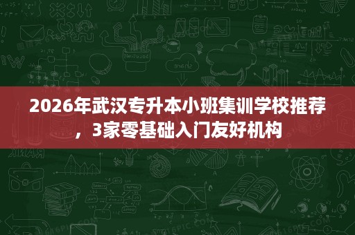 2026年武汉专升本小班集训学校推荐,3家零基础入门友好机构 2026年武汉专升本小班集训学校推荐,3家零基础入门友好机构