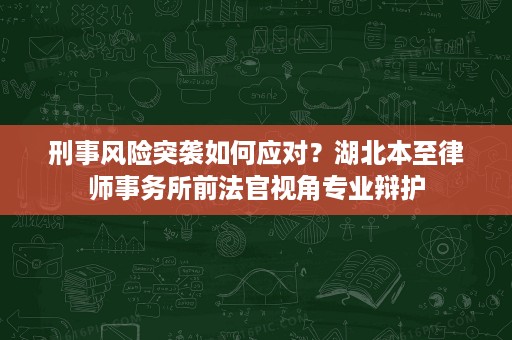 刑事风险突袭如何应对?湖北本至律师事务所前法官视角专业辩护 刑事风险突袭如何应对?湖北本至律师事务所前法官视角专业辩护
