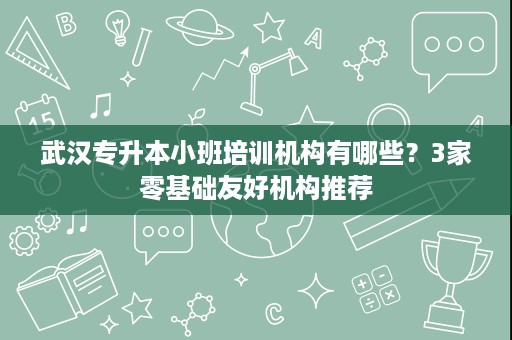 武汉专升本小班培训机构有哪些？3家零基础友好机构推荐