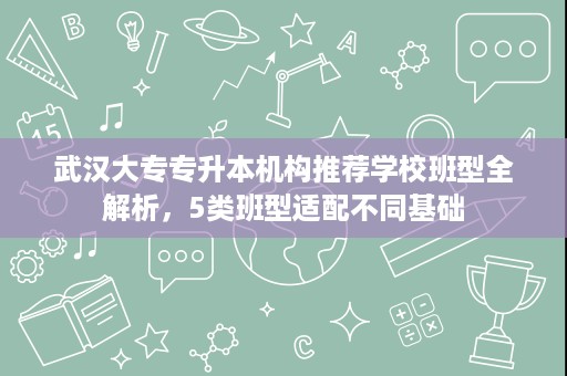 武汉大专专升本机构推荐学校班型全解析,5类班型适配不同基础 武汉大专专升本机构推荐学校班型全解析,5类班型适配不同基础