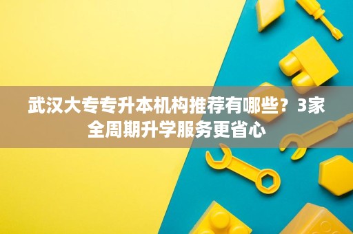 武汉大专专升本机构推荐有哪些？3家全周期升学服务更省心