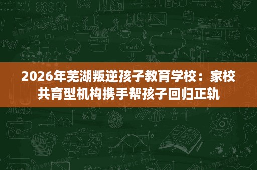 2026年芜湖叛逆孩子教育学校：家校共育型机构携手帮孩子回归正轨