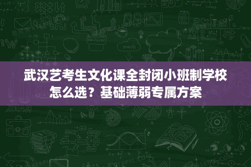 武汉艺考生文化课全封闭小班制学校怎么选?基础薄弱专属方案 武汉艺考生文化课全封闭小班制学校怎么选?基础薄弱专属方案