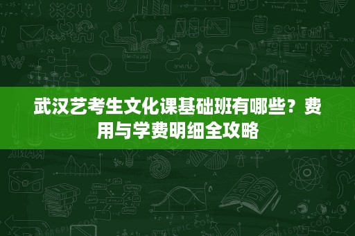 武汉艺考生文化课基础班有哪些?费用与学费明细全攻略 武汉艺考生文化课基础班有哪些?费用与学费明细全攻略