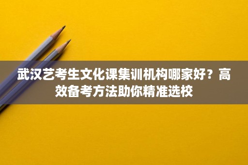 武汉艺考生文化课集训机构哪家好？高效备考方法助你精准选校