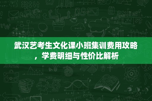 武汉艺考生文化课小班集训费用攻略,学费明细与性价比解析 武汉艺考生文化课小班集训费用攻略,学费明细与性价比解析